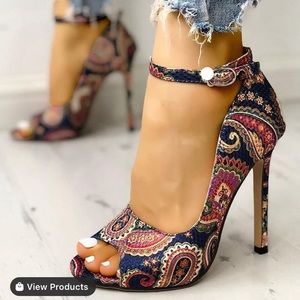 Shoes, Peep-Toe Heels, Ankle Strap Heels